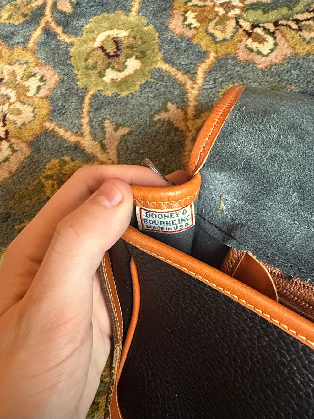Dooney & Bourke Black with Tan Trim Pebbled Leather Crossbody - Picture 4 of 13